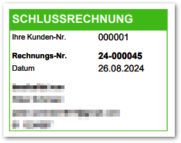 Screenshot Info-Box Schlussrechnung