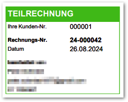 Screenshot Info-Box Teilrechnung